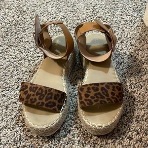 Cheetah print platform shows. Size 7